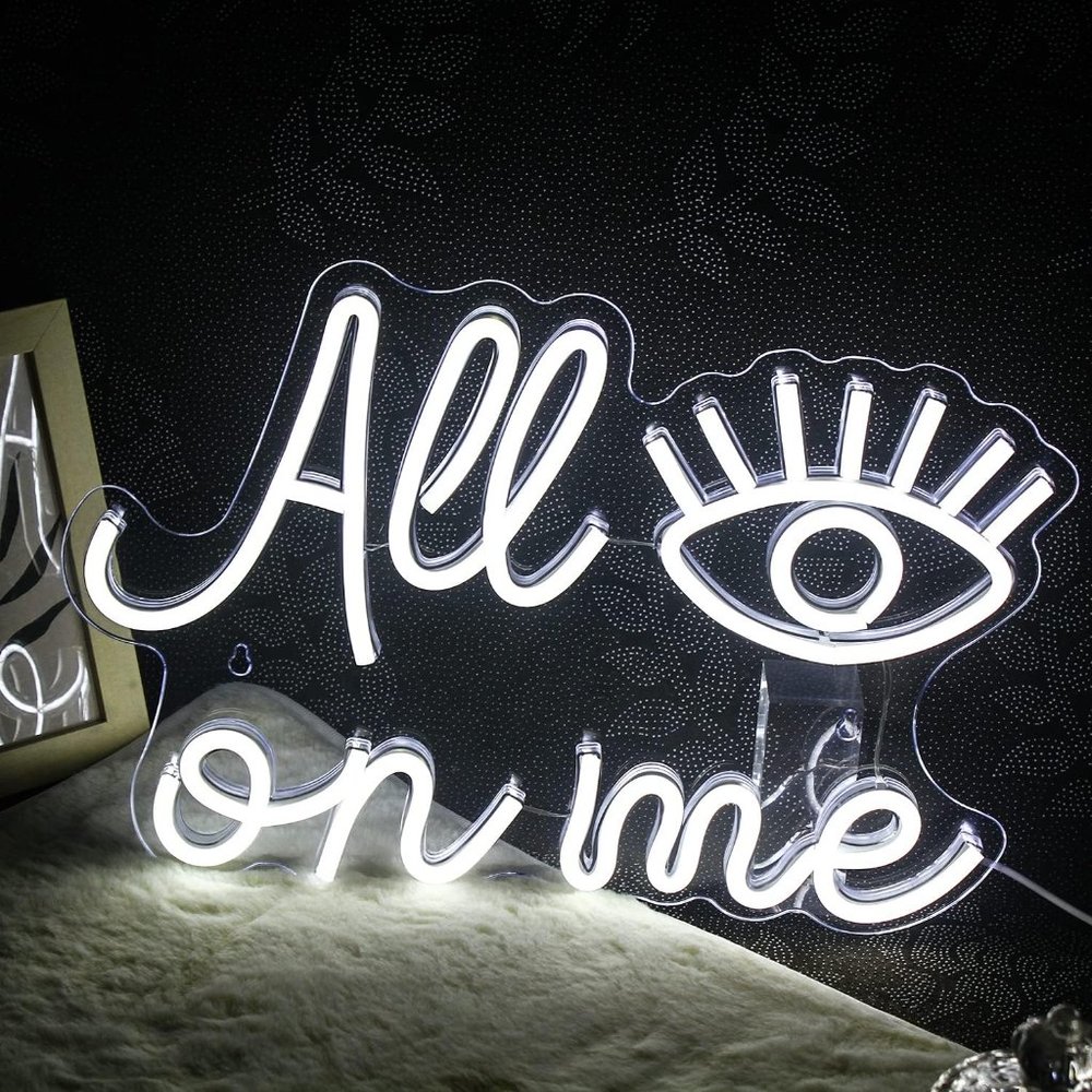 All Eyes On Me Evil Eye Greek Spiritual White Neon Light LED Wall Decor Dorm - Picture 8 of 8